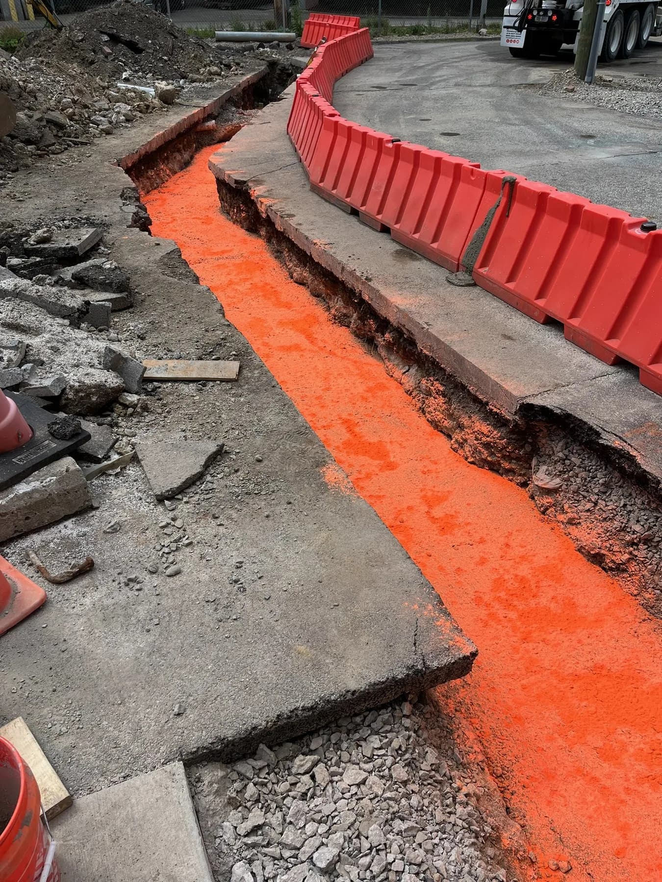 Old asphalt cut and torn out for removal